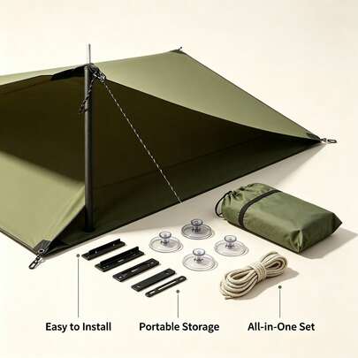 Toldo lateral para SUV, tienda de campaña lateral para coche, revestimiento negro con recubrimiento plateado, parasol impermeable, tienda para maletero de coche, refugio para vehículo, camping al aire libre, viajes y picnics
