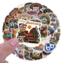 55Pcs 66 Route Stickers Scrapbook Aesthetic Stickers Funny 66 Route 100th Anniversary Stickers Motorcycle Riding 66 Route Sign Stickers Dirt Bike Stickers Vinyl Waterproof Stickers For Water Bottle,Computer,Laptop,Phone,Luggage,Notebook,Fridge - Multicolor - View 5