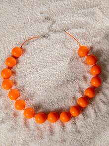1pc/Fashion Minimalist Old Money Style Solid Color Handmade Beaded Necklace, Suitable For Women's Daily Commute And Date, Atmospheric Gift - Multicolor - View 5