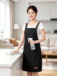 Adjustable Stain‑Resistant Apron Lightweight Practical Work Apron For Home Cooking Barista Coffee Shop Baking Restaurant Kitchen Supplies - Black - View 3