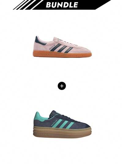 Adidas [Paquete] Court Handball Spezial para mujer rosa IF6561 + NY 90 Gazelle Bold para mujer azul marino sombra/menta ácido/tinta leyenda JQ6437
