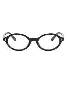1 Pair Women's Round Frame Personalized Rivet Street Style Fashion Decorative Non-Prescription Glasses - glossy black - View 4