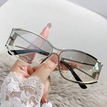 1pc Wrapped Y2K All-Metal Frame Hollow-Leg Retro Glasses Fashion Eyewear Outdoor Daily Wear - Multicolor - View 14