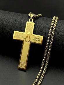 Catholic French Croix Du Pardon Cross Of Pardon Pendant Necklace Stainless Steel Gold Color Cross Of Forgiveness Chain Jewelry - Necklace - View 7