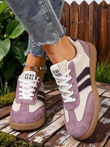 NOBLEARL 1 Pair Casual Sneakers, Lace-Up Soft Sole Comfortable Student Shoes, Versatile - Purple - View 6