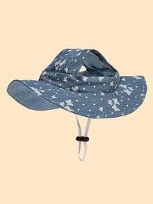 Topi Matahari Poliester dengan Hiasan Telinga Lucu, Anti Selip, Dapat Diatur, Perlindungan UV, Cocok untuk Anjing Peliharaan Kecil untuk Dipakai di Luar Ruangan pada Musim Semi, Gugur, dan Dingin - Biru - View 10