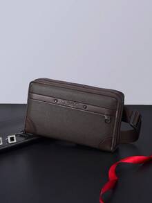 Men's Wear-Resistant Crossbody Waist Bag, Fashionable Minimalist Cashier Bag, Korean Style Solid Color Chest Bag - Multicolor - View 12