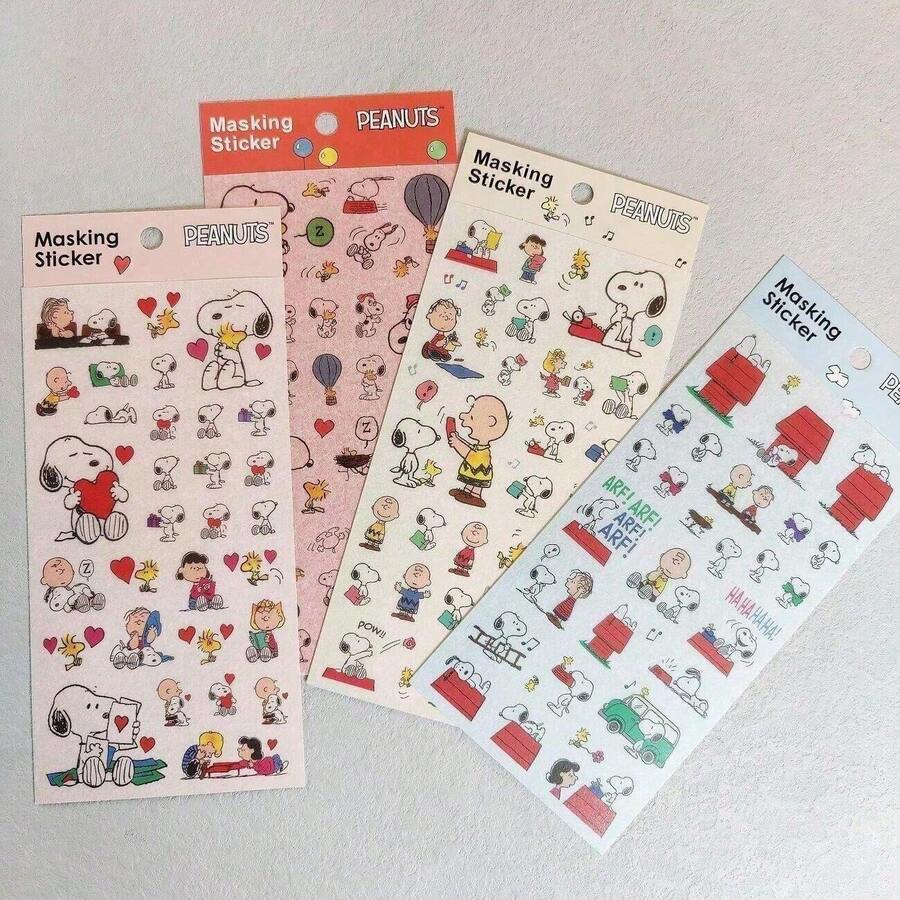 4pcs Snoopy Cartoon Stickers, Cute And Suitable For Planning & Decoration, Perfect Small Gift For Fans, Family And Friends [Random Style] - Multicolor - View 1