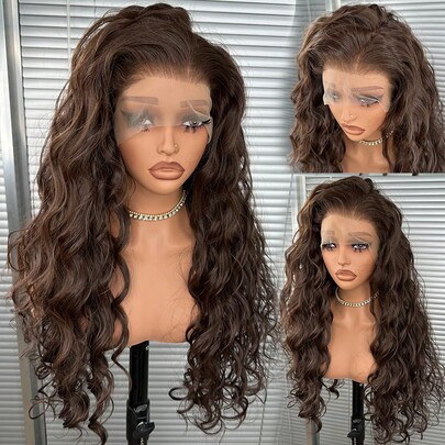 Brown 13x4 Synthetic Lace Wig, Women's Style, 24 Inch Braided Curly Hair, No Need For Glue, 150% Density, Ready To Wear, Suitable For Daily, Party, Festival, Holiday And Other Occasions, Beginner Friendly, Transparent