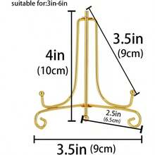 1pc (10cm/3.94in) Gold Iron Plate Display Stand, Suitable For Plates, Photos, Etc., Photo Display Stand, Card Display, Decorative Plate, Artwork - A - View 5