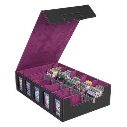 1800pcs Card Slot New Multifunctional Card Storage Box 3-Row With Window Diamond Pattern Leather Card Box Game Card Box Card Storage Box Best Quality Gift