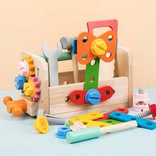 Solid Wood Multi-Functional Detachable Tool Workbench, Children's Gear & Nut Assembly Engineering Simulation Hands-On Educational Toy - Multicolor - View 3