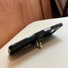適用於 Galaxy Z Flip3/Z Flip4/Z Flip5/Z Flip6/Z 極簡編織紋理皮革手機殼 金屬環指環支架 商務高級 全包覆 防摔 硬殼 - 黑色 - 查看 5