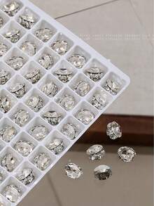 4Pcs Flashing K9 Rhinestone Nail Art Decor, Bottomless Crystal Ball Style, Clear White Pigeon Egg Diamond - Multicolor - View 15