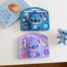 Disney Stitch Silicone 3D Tablet Protective Case, Protective Cover, Equipped With Integrated Molded Telescopic Stand For Convenient Daily Use, 3D Embossed Design, Bluetooth Stylus Slot, Carrying Strap, Shockproof And Anti-Drop, Premium Look For Photography, Suitable For IPad/Air/Pro Models - Royal Blue - View 2