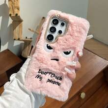Personalized Embroidered Funny Angry Expression Plush Phone Case Compatible With Apple 17 Pro Max/ 16 Pro Max/ 15 Pro Max/ 14/ 13 Pro/ 12/ 11 Women's Protective Cover Autumn/Winter Note: This Is Not Animal Fur - Pink - View 6