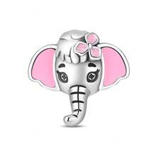 1pc Silver-Plated Pink Tone Cute Hollow Bead, Bow Elephant, Camera Koala, Donut Rabbit, Rhinestone Toaster, Soft Pink Enamel With Colorful Zirconia, Suitable For Bracelet Necklace, Handmade DIY Jewelry, Girly Cute Style Holiday Gift Accessory - Multicolor - View 15
