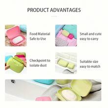 1 cái/2 cái hộp đựng xà phòng du lịch cầm tay có nắp, màu kẹo, hộp đựng xà phòng cho nhà bếp và phòng tắm - Xanh lá cây S+L - Xem 8