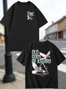 Men's Cotton T-Shirt With Graphic Print, Short Sleeve, Crew Neck, Casual Summer Style Ready Stock Local Warehouse - Black - View 3