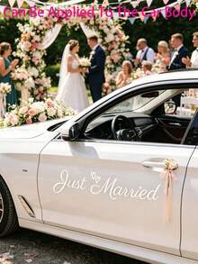 婚車貼紙 可愛新婚夫妻車窗貼紙 適合情侶 極簡波希米亞風 完美適用旅行 婚禮送客 新郎新娘蜜月 車用訂婚派對 新婚慶祝必備車飾 - 彩色 - 查看 6