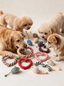 Cute Heart-Shaped Dog Rope Toy, Durable Tug Rope Toy Suitable For Large Dogs Golden Retriever, Puppy Interactive Teething Chewing Toy, Valentine's Day Pet Gift - Multicolor - View 8