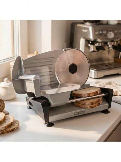 Adler Food Slicer, Meat Slicer, Slicer, Bread Slicer - Heavy-Duty Design, Stainless Steel Blade, Adjustable 0-15mm Thickness, 400W, Foldable Table, Removable Pusher, Anti-Slip Feet