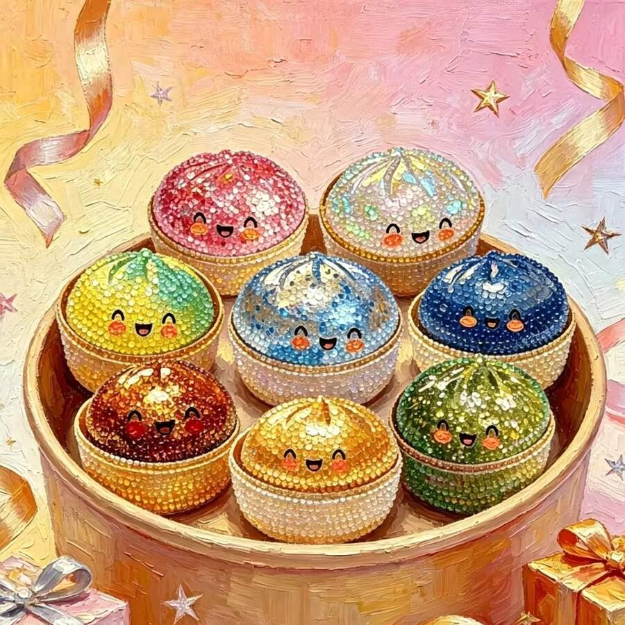 Rainbow DIY Diamond Painting Mosaic Craft, Full Round Diamond Diamond Painting Product, Suitable For Desktop Decoration And Dining Table Decoration, Handmade Set Home Decor Gift Unique Design, Holiday Party Diamond Painting Set Perfect Creative Art Holiday Gift Frameless (Random Style) - Multicolor - View 1