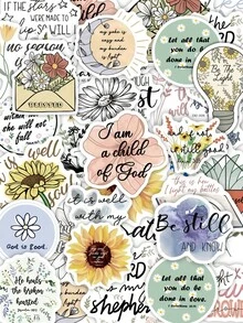 50/100pcs Sunflower & English Text Stickers, Cute Cartoon Sunflowers Design, Suitable For Phone, Computer, Planner, Student,School Supplies,Back To School - Yellow - View 23