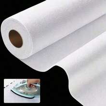 1 Roll 12 Inch*5 Yards Iron-On Fusible Interlining, Used For Sewing, Handicrafts, Patchwork, Non-Woven Iron-On Fusible Fleece, Single-Sided Adhesive Foam Stabilizer, White, Suitable For DIY Handbags, Home Decor - White - View 2