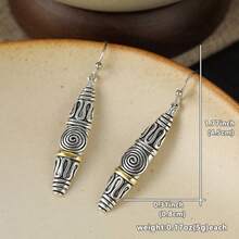 DIYCCPC Vintage Spiral Cone Drop Earrings, Minimalist Geometric Pattern Long Tassel Earrings, Bohemian Style Women's Jewelry - Two Tone - View 2