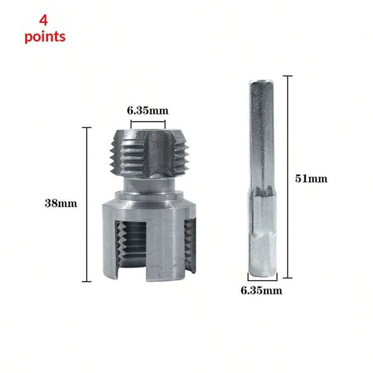 6pcs Pipe Threader Tool Kit, Dual-Function Pipe Threader Cutter, Suitable For 1/2in, 3/4in, 1in PVC/Plastic Pipes, Compatible With Electric Drill Pipe Threading Set - Multiple Styles - View 8