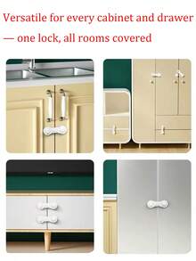White Cabinet Door Lock - Suitable For Drawers, Cabinets, Refrigerators, Ovens, Wardrobes, Pantries - , Anti-Theft, Latch Lock - A - View 5