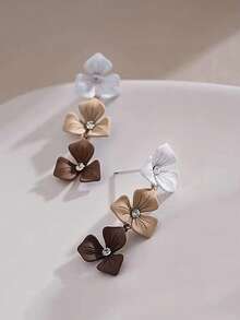 1 Pair Minimalist Gradient Brown Flower Earrings Suitable For Women Autumn/Winter Daily, Vacation, Holiday Wear - Brown - View 5