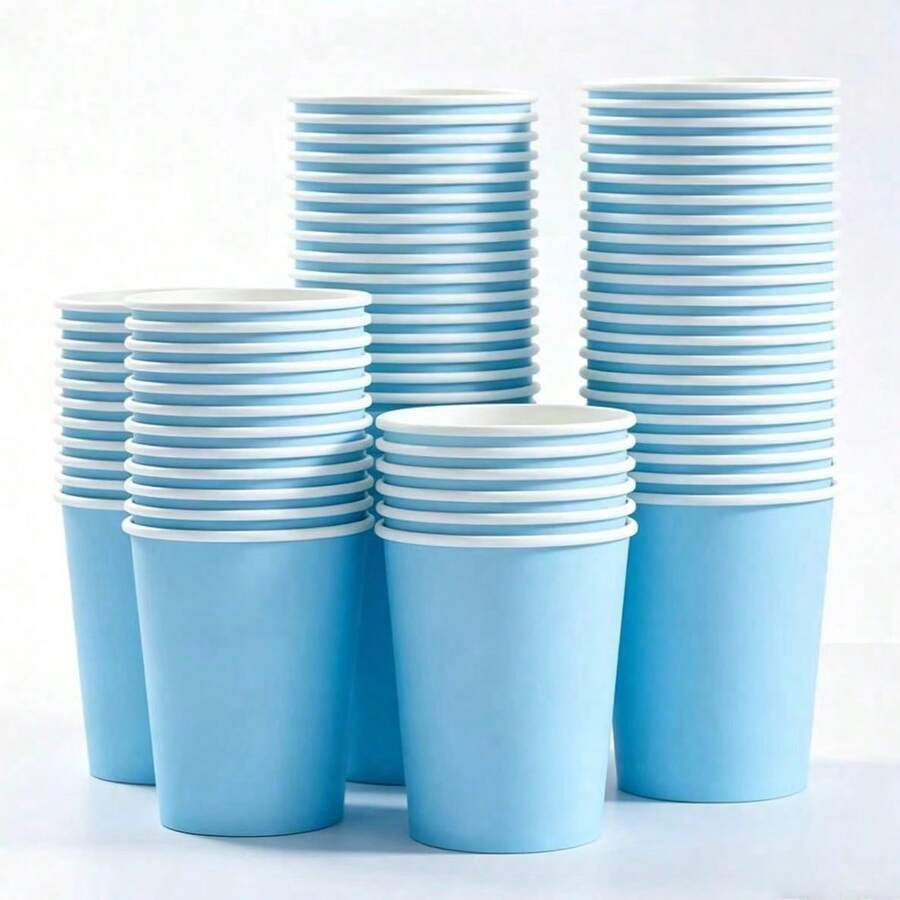 100/50/20/10pcs Blue Paper Cups, 9oz Coffee/Tea Cups, Cold/Hot Drink ...