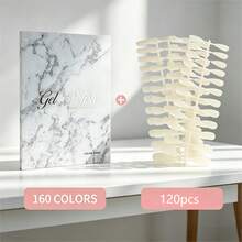 160 Colors Nail Polish Color Chart Display Book, Includes 240 Pieces Water Drop Shaped Nail Art Stickers, Salon Gel Nail Polish Sample Book, Suitable For Nail Artists - Multicolor - View 13