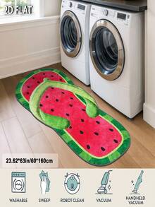 Velvet Creative Watermelon Flip-Flop Shaped Long Strip Rug, Non-Slip, Machine Washable, Polyester Mat For Living Room, Bedroom, Patio And Garden Decoration, Indoor/Outdoor Use, Rectangular, Living Room Carpet - Multicolor - View 9