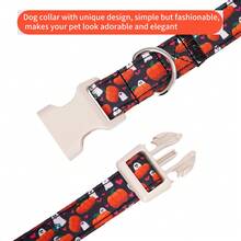 Daily Walking Polyester Adjustable Dog Collar Small Medium Large Dogs, Black Pumpkin Ghost Heart Halloween Print Collar, Reliable Quick Buckle & Rustproof D Ring, Chic Holiday Collar For Indoor Costume Parties & Outdoor Fall Pet Activities - Black - View 2