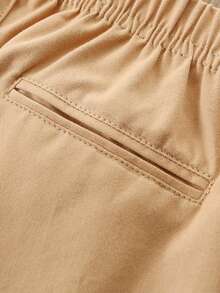 2pcs/Set Young Boys Casual Elastic Waist Pocket Long Pants, Button Decor, Pocket Knot, Faux Back Pocket Design, Solid Color Versatile Basic Style, Suitable For Daily, School, Party, Vacation Travel - Multicolor - View 6