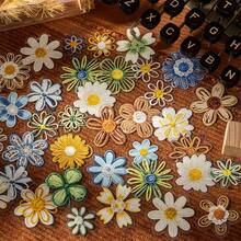 JotBox Woven Small Flower Faux Embroidery Floral PET Stickers, Vintage Transparent Planner Scene Decoration DIY Basic Material Decals - Knitted Flower - View 6