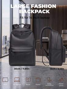 NEWHEY Minimalistisk funktionell ryggsäck med stor kapacitet, skolryggsäck för män i enfärgad slitstark vattentät design för resor och utomhusbruk - Svart - Visa 6