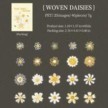 JotBox Woven Small Flower Faux Embroidery Floral PET Stickers, Vintage Transparent Planner Scene Decoration DIY Basic Material Decals - Knitted Flower - View 12
