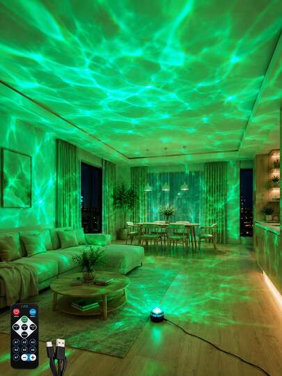 1pc USB Aurora Starry Sky Projector, Snowflake Projection Light, Bedroom Ocean Light, Remote Control, With 16 Aurora Effects, Christmas Snowflake Light Effect, Ocean Water Ripple Projection. Suitable For Home Decor, Camping, Wedding, Party And Christmas, Valentine's Day Holiday Gifts.
