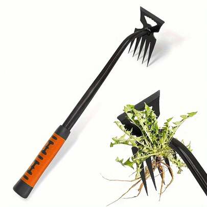 Six-Tooth Carbon Steel Gardening Rake, Small Household Tool For Loosening Soil And Weeding, Garden Rake For Planting, Turning Soil, And Cleaning Lawn Leaves