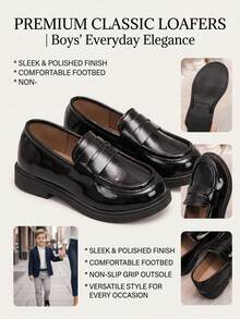 Round Toe Anti-Collision Thick Sole Student Black Leather Shoes, One-Piece Design, Suitable For Formal Occasions And Dress Events - Black - View 4