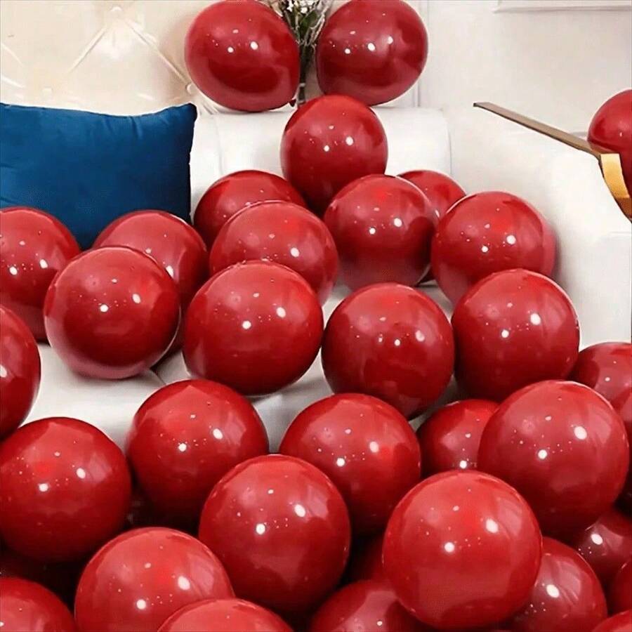 20pcs/50pcs/100pcs Large Red Round Latex Balloons - Vibrant And Romantic Decoration For Valentine's Day, Wedding, Birthday Celebrations - Red - View 1