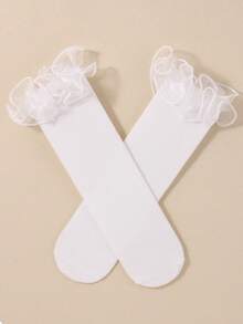 Toddler & Baby Girls Cute White Organza Mesh Ruffle Mid-Calf Socks, Ruffle Socks,Socks For Girls,White Socks,Girls Socks. - Multicolor - View 5