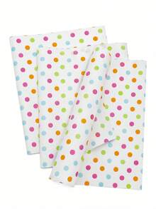 10/20/25/50 Sheets White Background Colorful Polka Dot Pattern Tissue Paper, Suitable For DIY Crafts, Party Gifts, Bouquet Wrapping, Clothing Packaging And Birthday Gift Decoration - White With Colorful Polka Dots - View 1