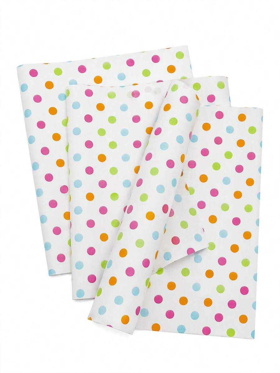 10/20/25/50 Sheets White Background Colorful Polka Dot Pattern Tissue Paper, Suitable For DIY Crafts, Party Gifts, Bouquet Wrapping, Clothing Packaging And Birthday Gift Decoration - White With Colorful Polka Dots - View 1