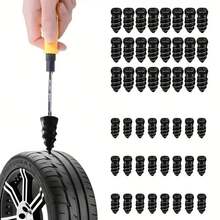 Kit de reparación rápida de neumáticos de vacío 20/40/80 piezas con tornillos espirales <Calibrador universal de profundidad de banda de rodadura de 25 mm de precisión>, para automóviles y motocicletas, clavos de pegamento de neumáticos autorreparables, clavos de hongo, herramienta de reparación rápida de neumáticos no destructiva - Plateado - Ver 11
