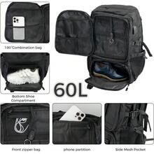 60L Travel Laptop Backpack With Shoe Compartment, Anti-Theft Hidden Pocket, Comfortable Shoulder Support For Commute, Work, University, Xmas Gift - View 2